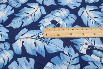 Jumătate de metru bumbac grădină desene animate frunze albastre material textil, lucrat manual DIY sac de îmbrăcăminte rochie de pânză CR-A296