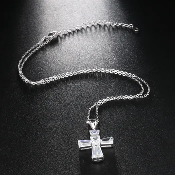 Kinel Lux De Zircon Cubic Cruce Coliere Pentru Femei De Culoare De Argint Pandantive Cruce Creștină Isus Accesorii Bijuterii