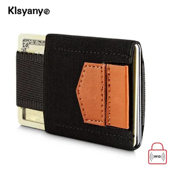 Klsyanyo Bărbați Femei Mici Minimalist Titularul Cardului De Afaceri Centura Elastica Fix Cardului De Credit Porte Carte Bani Portofel Geanta