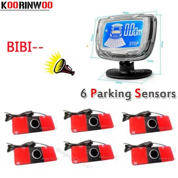 KOORINWOO Auto Monitor Lcd 16,5 mm, Senzor de Parcare Auto 6 Radare Auto detector Fata-Spate Parktronic Monitorizează Jaluzele orb Sistem