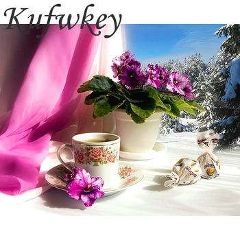 Kufwkey Diamant broderie cafea flori&5d diy diamant pictura cruciulițe plină piața de foraj Stras mozaic kit decor
