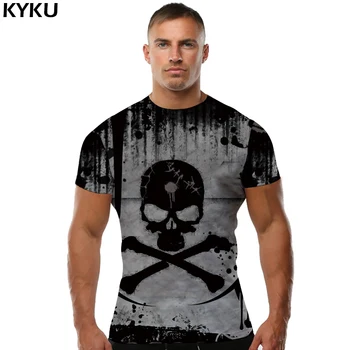 KYKU Brand Skull T shirt Punk T-shirt Diavolul Haine Tricouri tricouri Imbracaminte Barbati Om Hip hop de Înaltă Calitate Homme