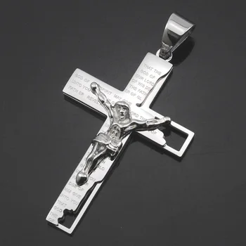 La go Isus Clasic Vintage Cadou Barbati din Oțel Inoxidabil 316L Crucea Pandantiv Colier cu Lanț de Bijuterii en-Gros