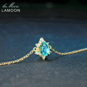 LAMOON 5x7mm 1.6 ct Natural de Pere se Taie Albastru Apatit argint 925 bijuterii Brățară de Lanț de LMHI043