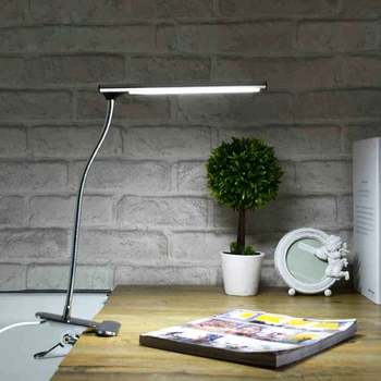 Lampa de birou Clip Led Clemă Desklight Luminaria De Mesa Port USB Pentru Student Tabelul Dormitor, Noptiera Birou Flexibil Lumina Inoxidabil