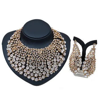 LAN PALATUL moda colier de mireasa mariage nigerian colier și cercei pentru petrecerea de aur set india bijuterii transport gratuit