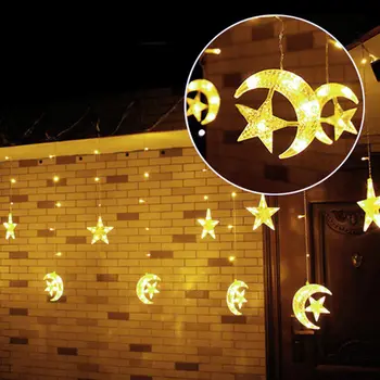 LED Star și moon Fairy Cortina Șir Lumina Alb Cald Decor de Vacanță Lumini Pentru Pom de Crăciun de Nunta Petrecere Gradina curte