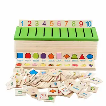 Lemn De Clasificare Cutia Cu Jucării Montessori Copiii De Model De Potrivire Clasifica Jucărie De Învățământ Geometrie Fructe De Animale De Învățare Meci De Jucărie