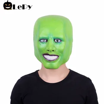 LePy Mască De Halloween Jim Carrey Cosplay Masca Verde Costum Adult, Rochie Fancy Fata De Halloween Bal Mascat Cosplay Filme