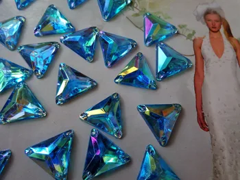 Liber șirag de pietre prețioase coase pe cerul albastru pietre triunghi 14mm cristale flatback rochie accesoriu 100buc