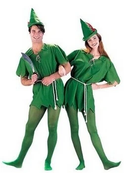 Livrare gratuita costum de Halloween petrecere rochie Verde elfi Peter pan joc de Rol îmbrăcăminte costume de halloween pentru barbati femei