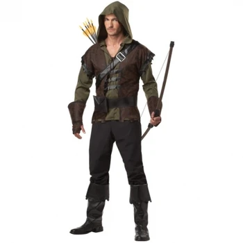 Livrare gratuita Mens Robin Hood Hoți Războinic Medieval Fantezie Rochie Costum Adult Include hanorac pantaloni curea și bootcover 565