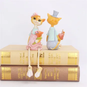 LMD Desene animate Iubitor de Pisică Acasă Decor Figurine Minunate Rășină Papusa Kitty Artware Cadou 2 buc/set Transport Gratuit