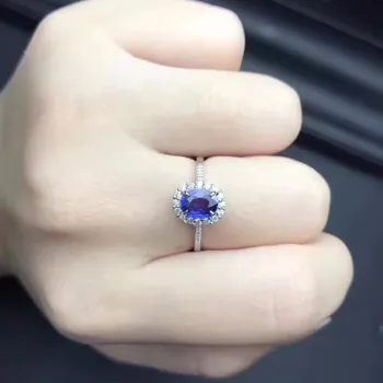 Logodna Vintage Inel de Nunta pentru femei reale topaz albastru inel real 925 Masiv Sterling Argint bijuterii inel pentru doamna