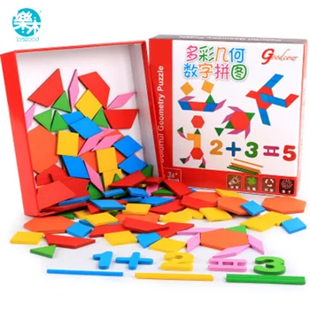 Logwood din Lemn, Jucarii pentru Copii Puzzle din Lemn Puzzle Placi numere și forma de colorat de Învățământ din Lemn de bord Joc de Masă pentru Copii