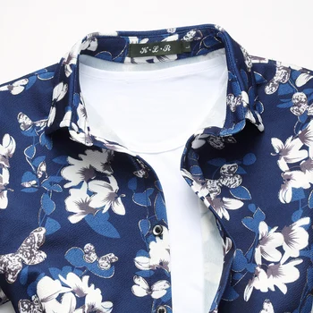 LONMMY M-7XL Florale cămașă de bărbați Floare mens dress shirt 2018 Primăvară mâneci Lungi tricou barbati din Bumbac+Poliester camisa sociale