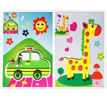 LovelyToo 12buc 3D EVA Autocolante Manual Spuma Puzzle Pictura Zero Hârtie Autocolant Șablon Desen Eva Meserii Jucării Pentru Copii