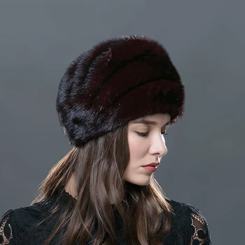 LTGFUR Femei Pălării Întreaga Nurca Blană Pălărie de sex Feminin Knit Beanie Femeie de Iarna Montate Pălării de Moda Formale Capac Tricotate Pentru Femei