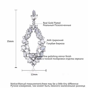 LUOTEEMI Brand de Înaltă Calitate de Culoare Argintie Pătrat Picătură de Cristal Cercei Moda zircon Femei Bijuterii de Nunta Brincos Bijoux