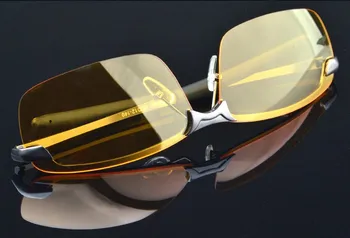 M4 Moda ochelari de Soare Polarizat Ochelari de vedere de Noapte pentru bărbați de Conducere auto Ochelari Anti-orbire Aliaj de Argint Cadru glasse + sac de pânză