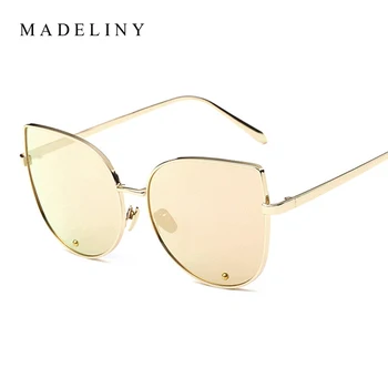 MADELINY Noua Moda Ochi de Pisică ochelari de Soare pentru Femei Brand Designer de Reflexie în Oglindă Ochelari de Soare Femei MA283