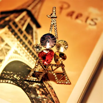 Magic Ikery Crescut de Culoare de Aur Zircon Cristal de Lux la Turnul Eiffel Broșe Ridicata Bijuterii de Moda pentru femei MKY5766