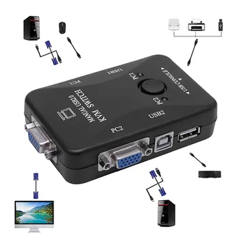 Manual 2 Port USB 2.0 KVM Switch VGA Box pentru 2 PC, Imprimanta, Mouse Tastatura Monitor C26