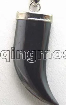 Mare 13*30mm Negru Corn Bou naturale hematit Putere Pandantiv-pen182