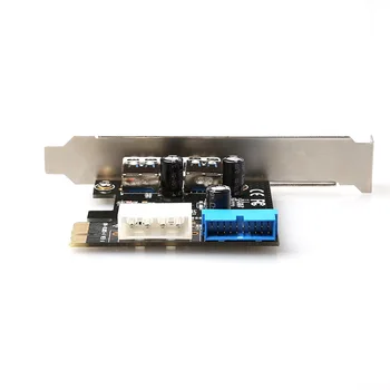 Mare-Q USB 3.0 PCI-E Card de Expansiune Extern, 2 Porturi USB3.0 + Interne 19pin Antet PCIe Card 4pin IDE Conector de Alimentare