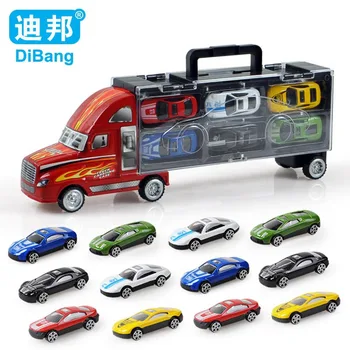 Masini de Brand mașină de jucărie aliaj masina jucării 12buc/set model de copil portabil recipient de cutii cu cadouri de Crăciun transport Gratuit