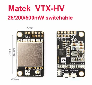 Matek 5.8 G 40CH 25/200/500mW comutare Transmițător Video VTX-HV cu 5V/1A Ieșire BEC