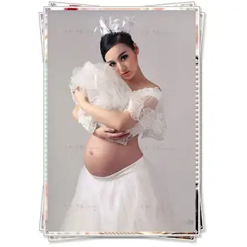 Maternitate Recuzită Fotografie Alb Dantelă Rochie Gravide Stil Regal Gravide Maternitate Rochie De Fotografie