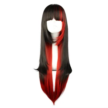 MCOSER 70cm Păr Lung și Negru Roșu Amestecat peruca de Culoare Sintetic de Înaltă Temperatură Fibre PERUCA din Par-280