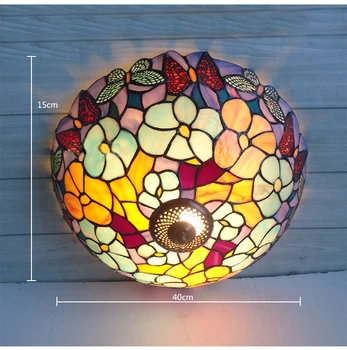 Mediterană vitralii tiffany Europeană stil Baroc liliac lumini Plafon 30 40 50 cm becuri cu LED-uri lampă de iluminat dormitor