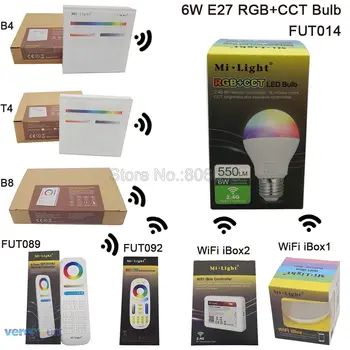 MiLight E27 6W RGB+CCT Bec LED lumina Reflectoarelor FUT014 110V 220V Plin de Culoare de Control de la Distanță Inteligent Bec WiFi Compatibil 4-Zona de la Distanță