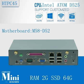 Mini player media minipc subțire de calcul D525 suport win 7, XP sistem În Stoc ! 2G RAM SSD 64G