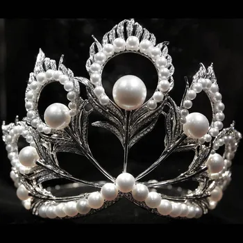Miss Univers Coroana nova princesa Diana coroa de cristal e perola de cabelo acessorios de casamento e Tiara Coroana mikimoto