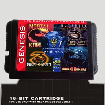 MK 5 In 1 Mortal Kombat Colecție de 16 biți MD Carte de Joc Pentru Sega Mega Drive Pentru Genesis
