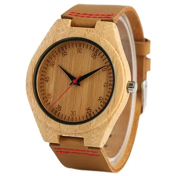 Moda Casual Hand-made din Lemn Bărbați Femei Cuarț Ceas de mână Numeral din Piele Watchband Naturale Ceas pentru Masculin cel Mai bun Cadou