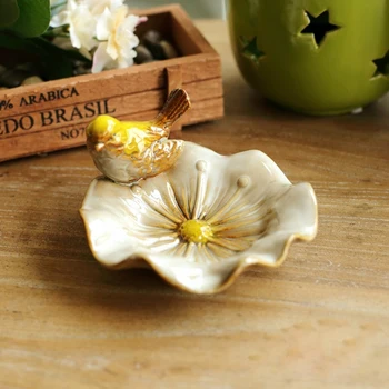 Moda Ceramică de Floarea-soarelui cu Formă de Pasăre Cheie Bijuterii de Depozitare decorațiuni interioare Vasul cu Bomboane și Fructe Farfurie cu Decor de Tacâmuri