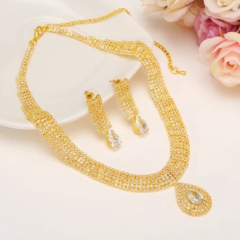 Moda Cristal plin Nunta Mireasa Seturi de Bijuterii de aur de Culoare Stras Nunta Bijuterii Seturi de Colier pentru Femei fete petrecere cadou
