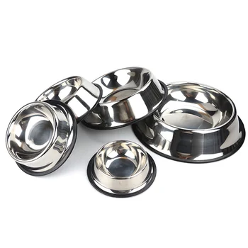 Moda Câine Alimentatoare Castron din Oțel Inoxidabil Simplu O Gură de Câine Castron Mare Grad Antiderapante Castron pentru Caine Mic Animal de casă Supplies(argint)