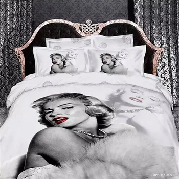 Moda de Imprimare 3D Marilyn Monroe Sexy Set lenjerie de Pat pentru Adulți, Bumbac Plapuma fata de Perna cearsaf de Pat Pat într-un Sac de Regina King