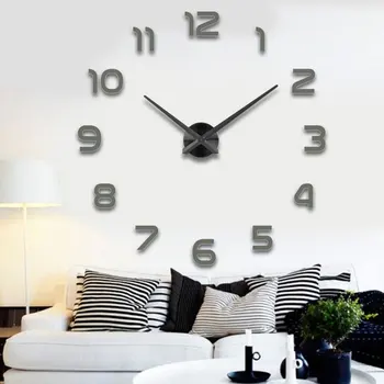 Moda Digitale de Mari dimensiuni ceas de perete personalizat mare ceas de perete 3d diy ceas Acril oglindă Autocolante Cuarț Decorațiuni interioare Moderne