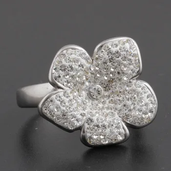 Moda Floare Inel Inel din otel Inoxidabil Cristal Zirconiu CZ Bijuterii de Nunta Pentru Femei