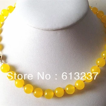Moda galben natural piatra vopsite jades calcedonie 10mm rotund margele lanț colier pentru femei de înaltă calitate bijuterii de 18inch MY4657