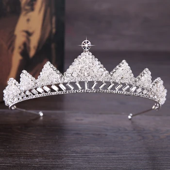 Moda Nouă Aur Argint Accesorii De Par Regina Printesa Mireasa Diademe Coroana Pearl Stras Nunta Femei Bijuterii De Păr