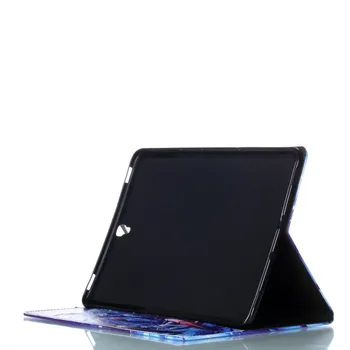 Moda PU Piele Caz pentru Samsung Galaxy Tab S3 9.7 T820 T825 de Flori Drăguț Pisică, Lup Modele de Tablet Stand Acoperă cu Sloturi pentru Carduri