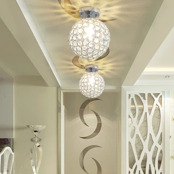 Modern scurt culoar K9 cristal E14 bec LED lampă de plafon, home deco dormitor chrome fier tavan corp de iluminat