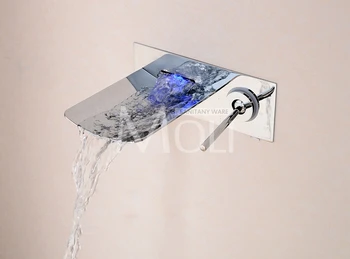 Montat pe perete finisaj cromat robinet baie pahar cu cioc cascada bazinul robinete chiuveta de robinet mâner unic